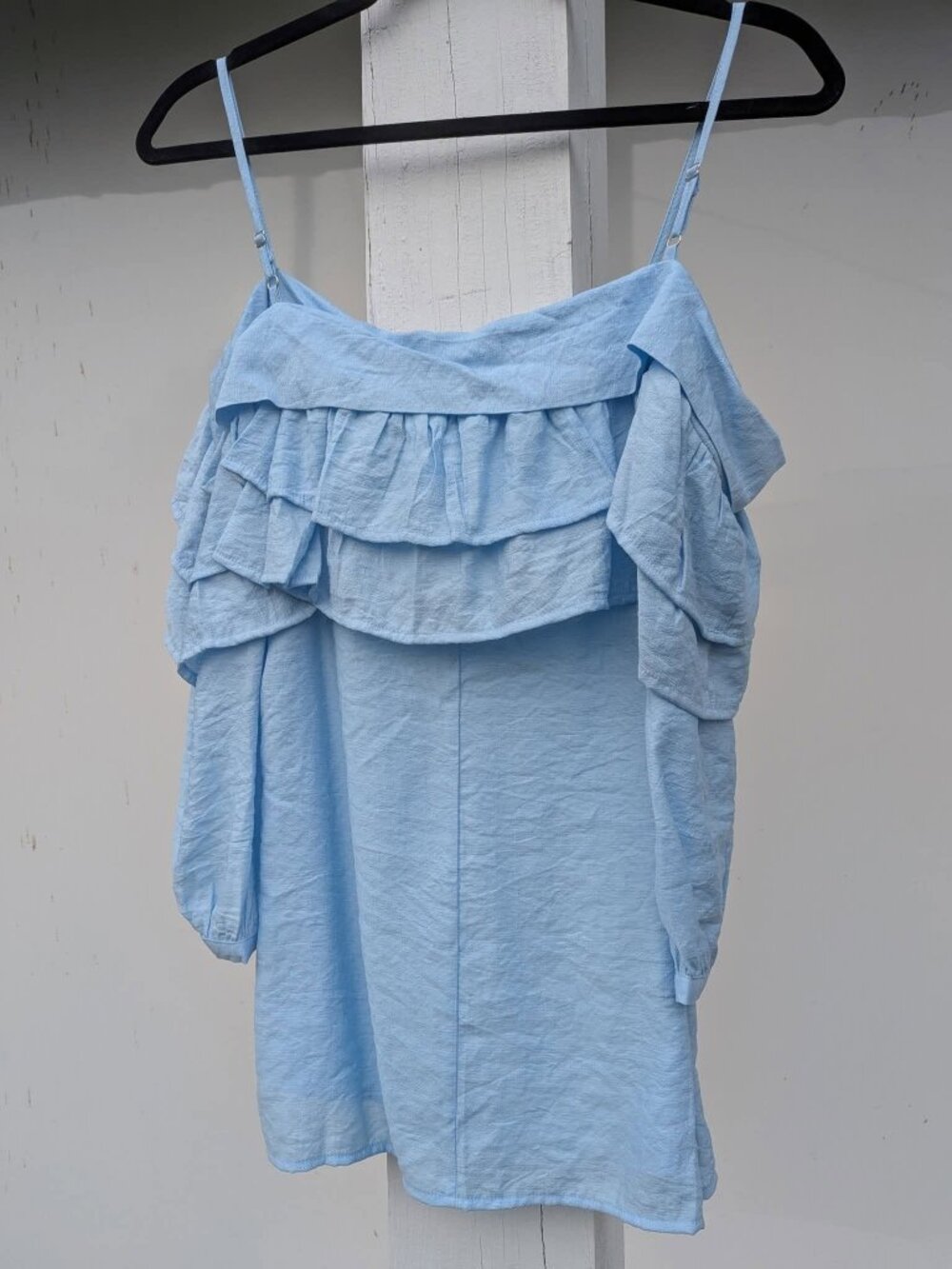 Baby Blue Off the Shoulder Blouse